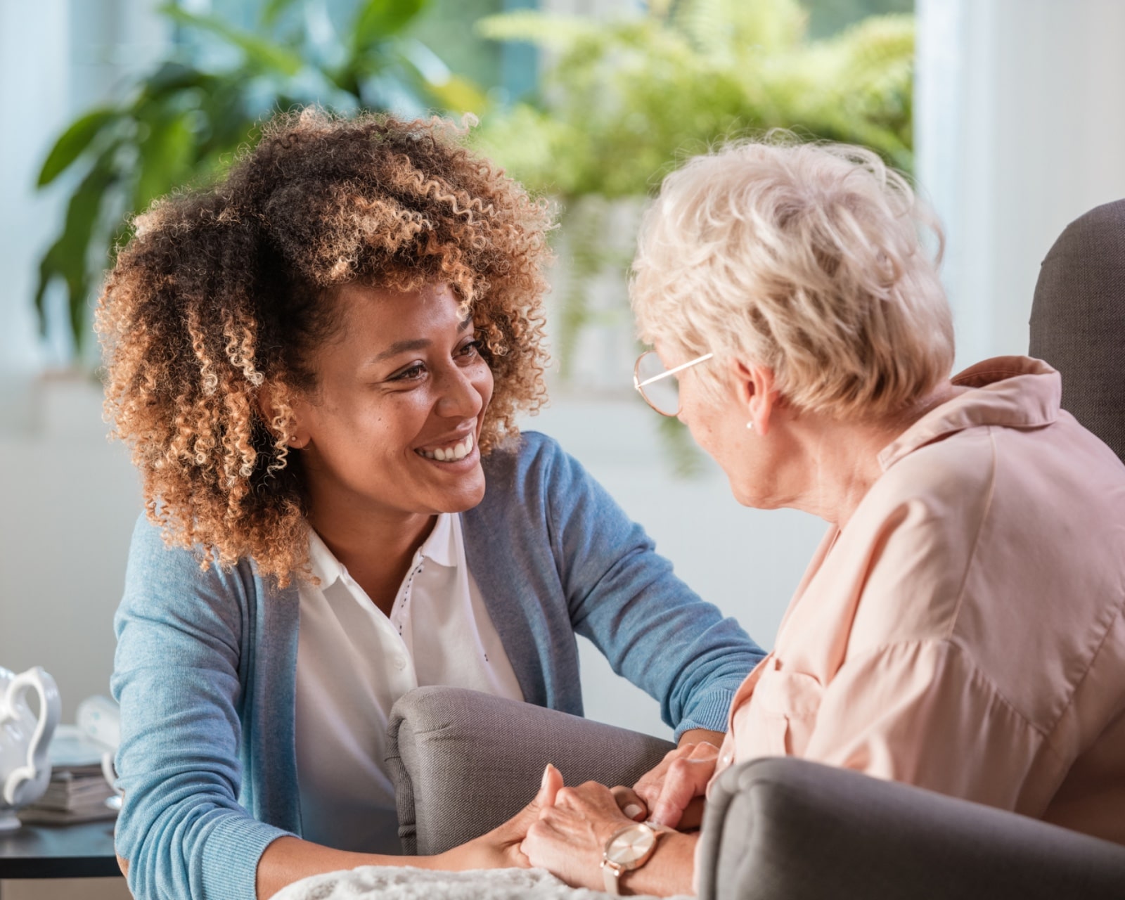 Carer helping with daily tasks